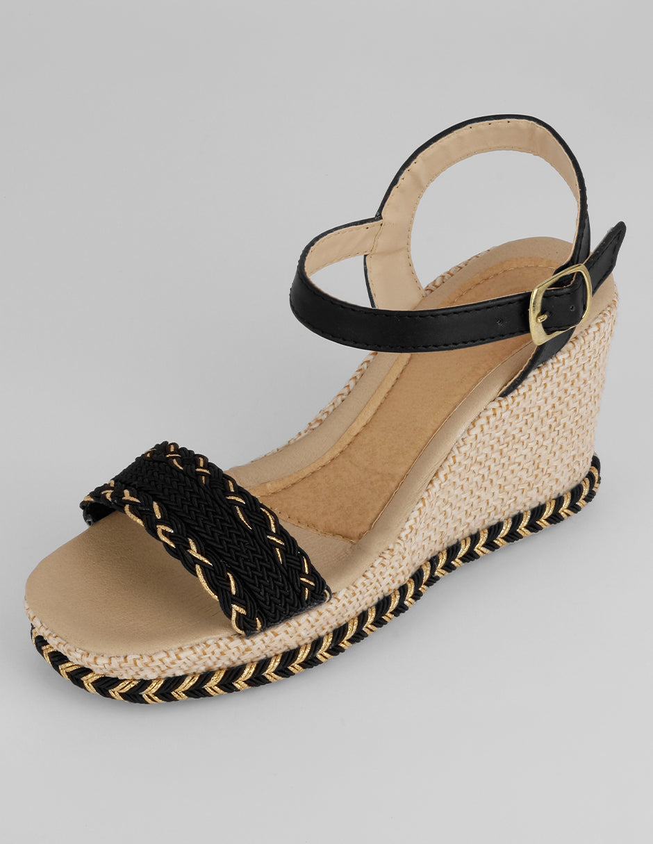 Sandalias con plataforma Naia en Textil – Negro
