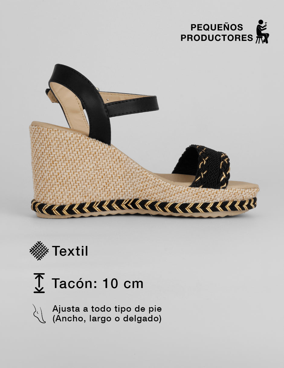 Sandalias con plataforma Naia en Textil – Negro