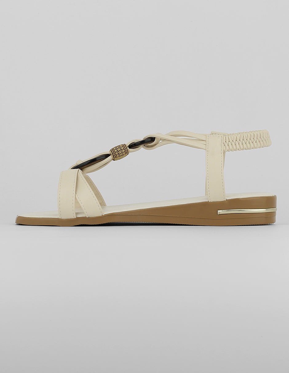 Sandalias de piso Exterior Sintético Color Latte Para Mujer De RBCOLLECTION