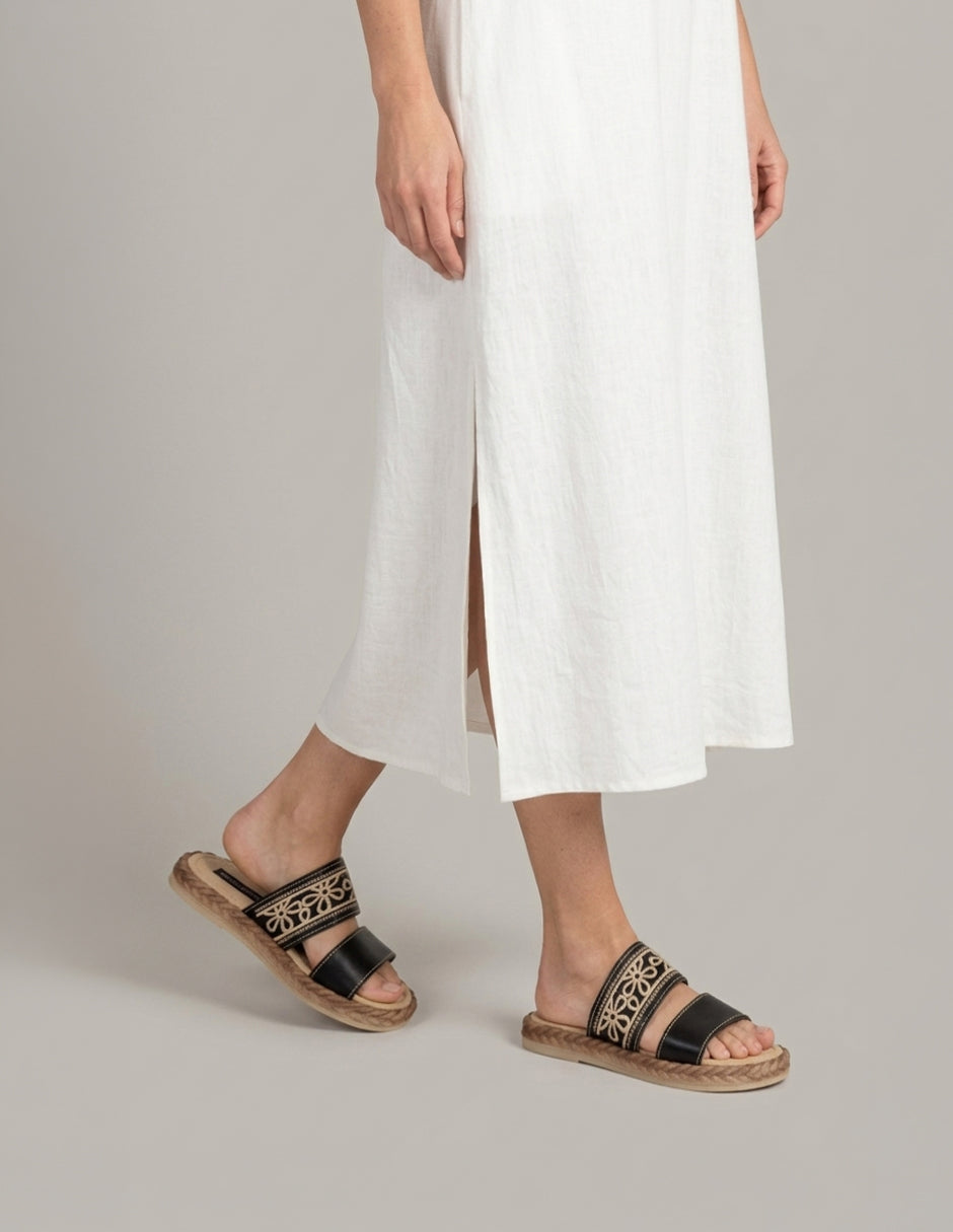 Sandalias de piso Hand made  en Piel – Negro