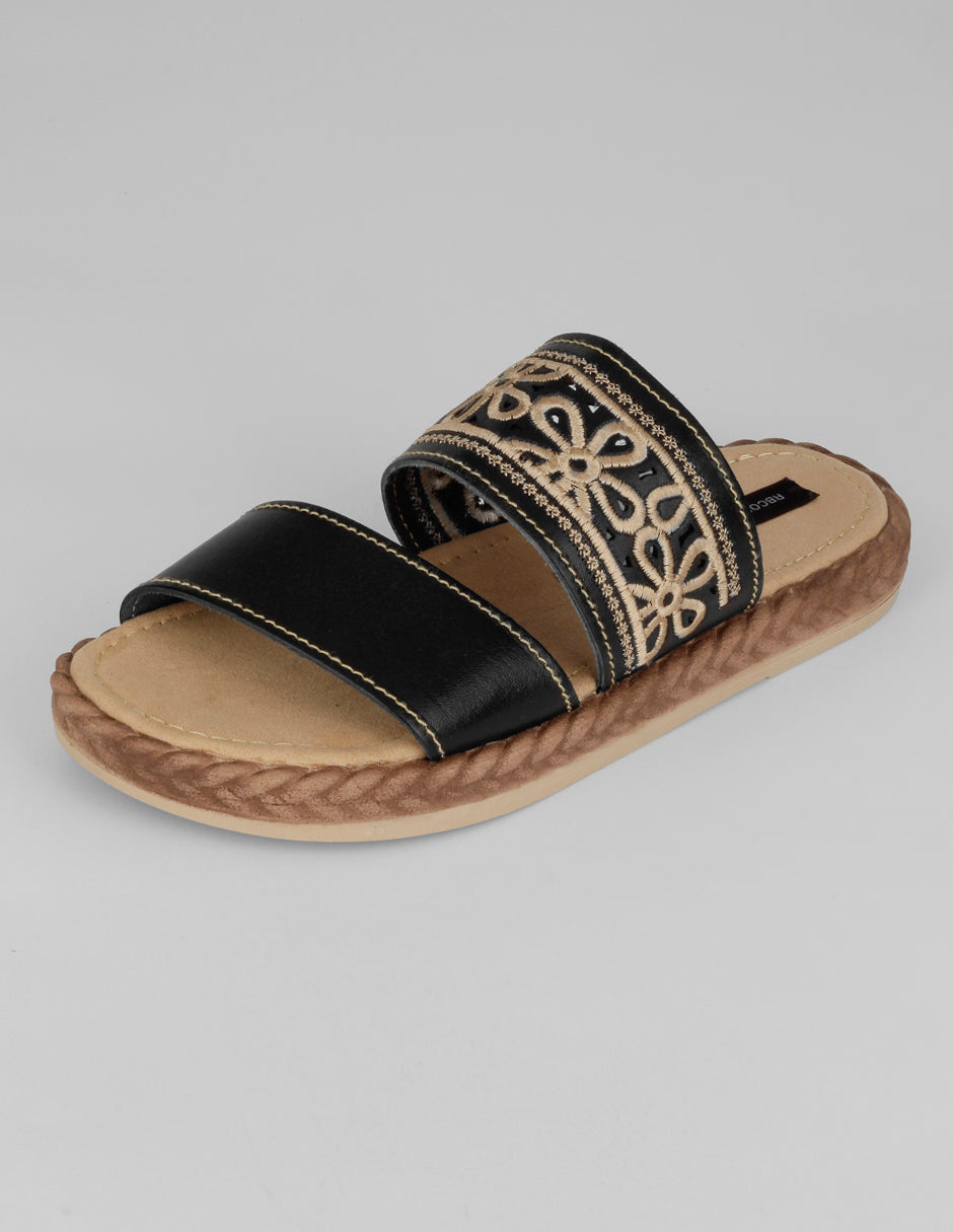 Sandalias de piso Hand made  en Piel – Negro