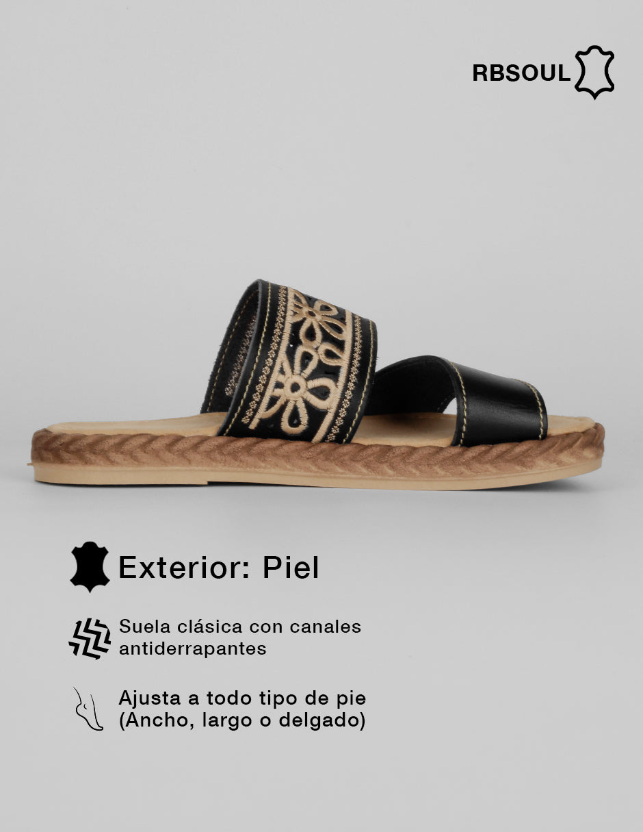 Sandalias de piso Hand made  en Piel – Negro