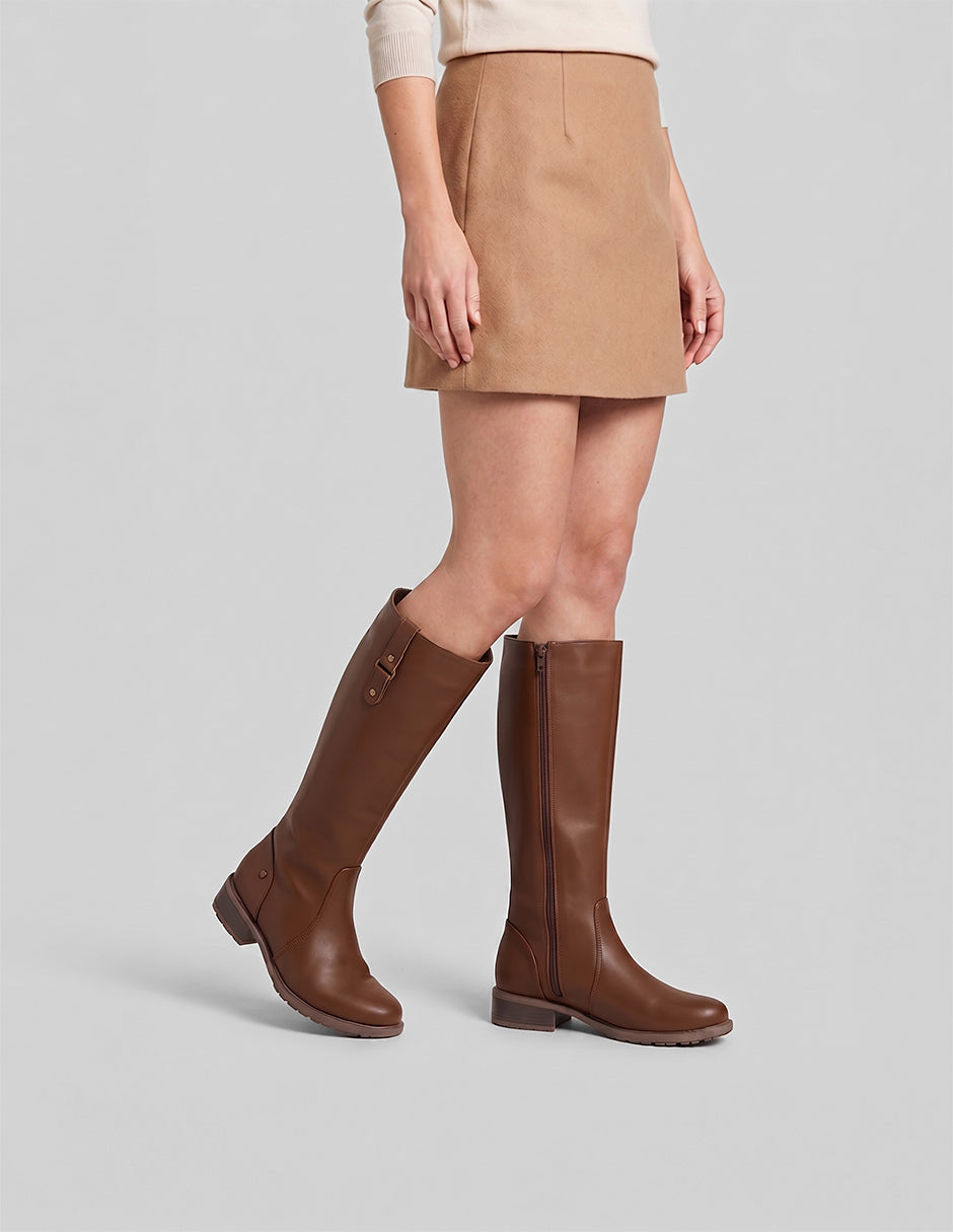 Botas altas Walk en Piel vegana – Café