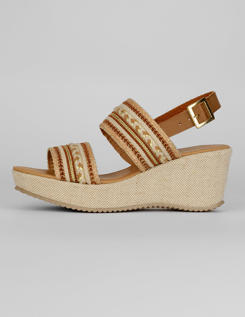 Sandalias con plataforma Exterior Textil Color Café Para Mujer De RBCOLLECTION