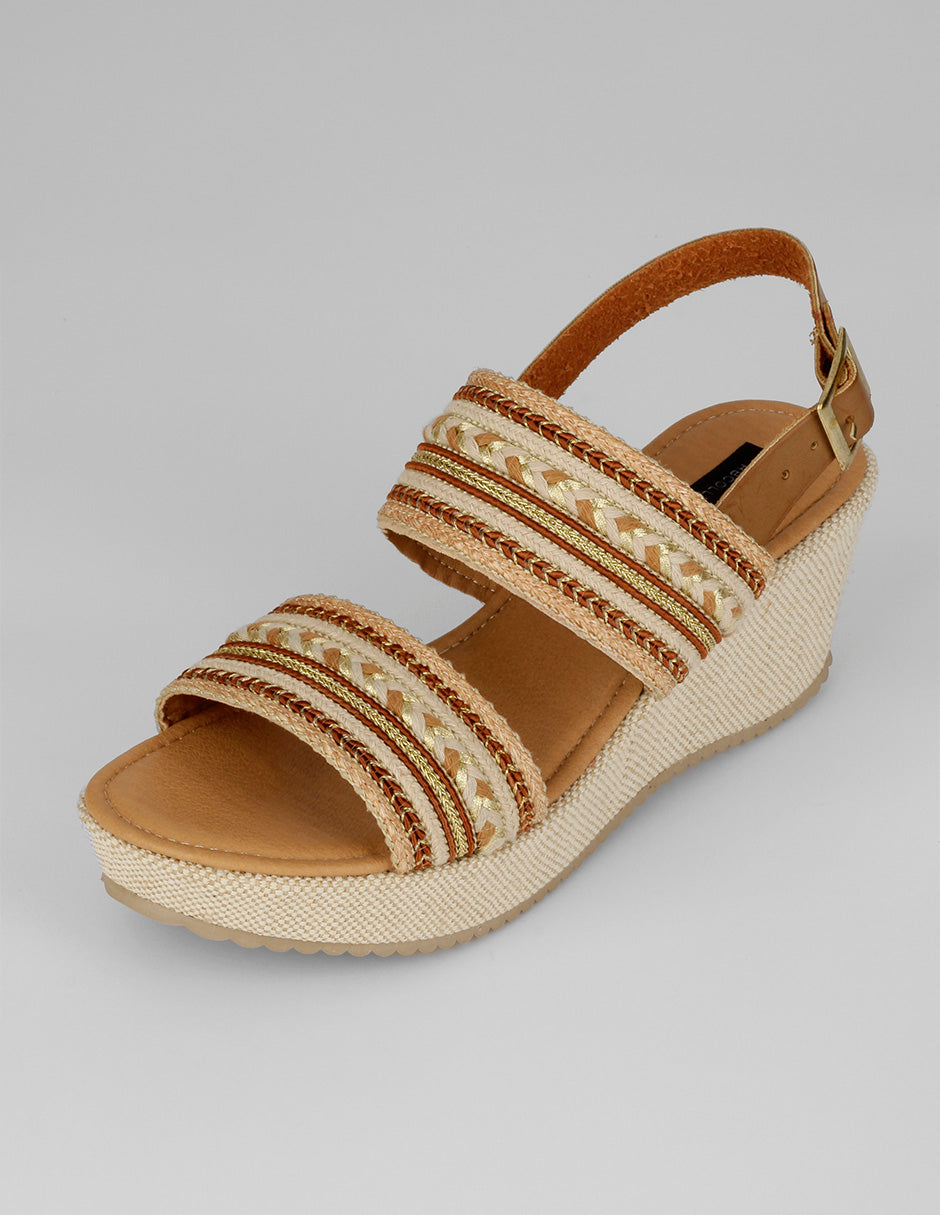 Sandalias con plataforma Naia en Textil – Café