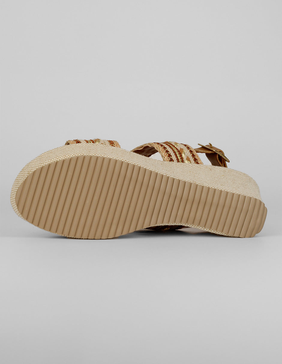 Sandalias con plataforma Naia en Textil – Café