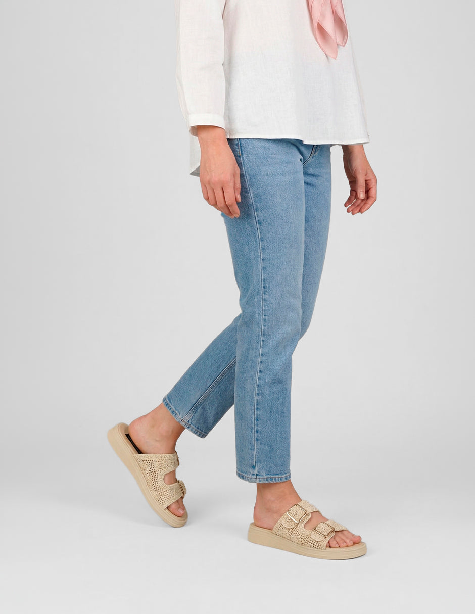 Sandalias con plataforma Sirelle en Textil – Beige