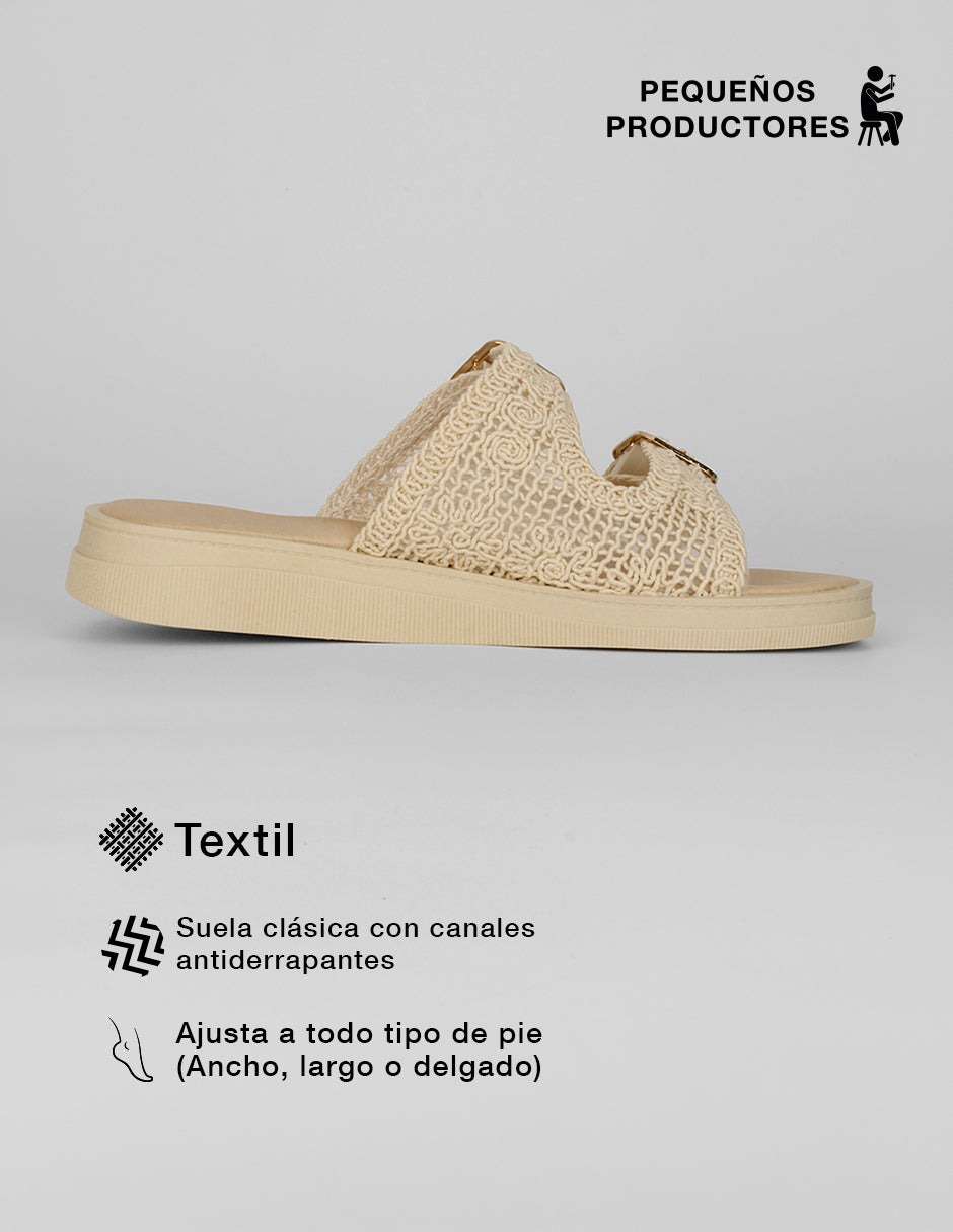 Sandalias con plataforma Sirelle en Textil – Beige