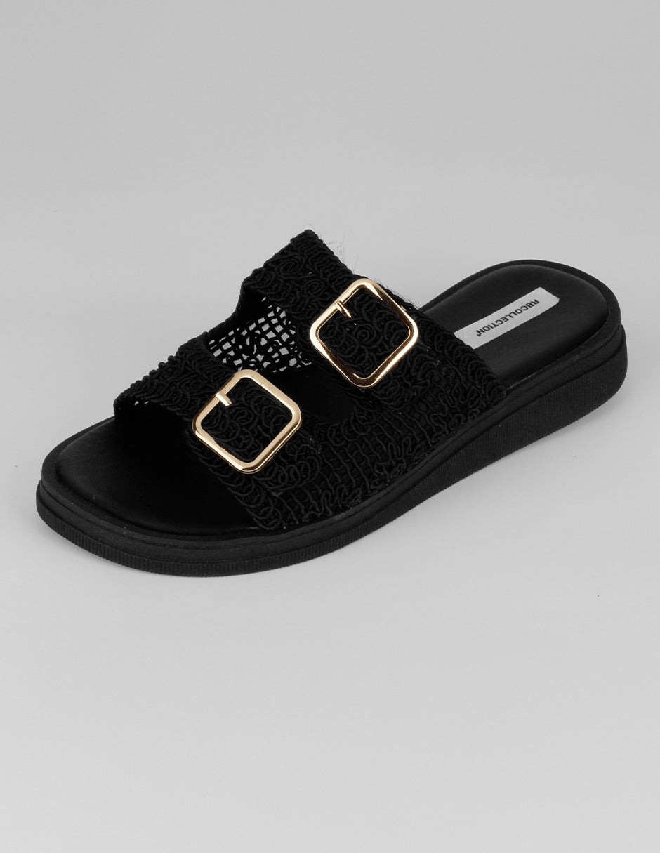 Sandalias con plataforma Sirelle en Textil – Negro