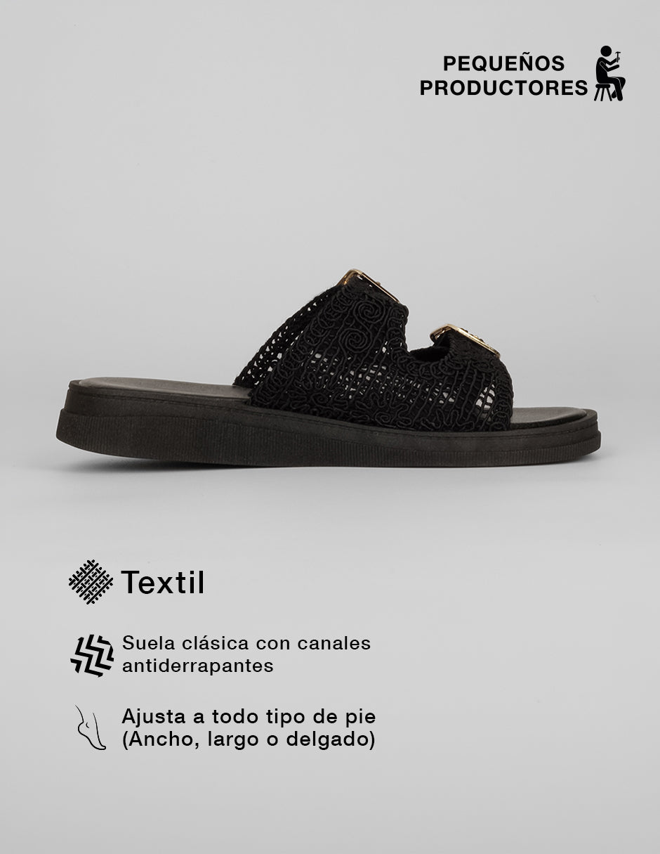 Sandalias con plataforma Sirelle en Textil – Negro
