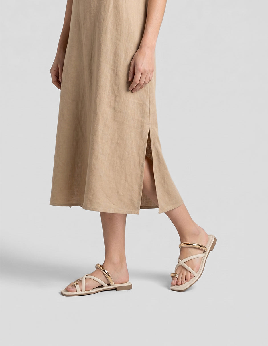 Sandalias de piso Alnia en Piel vegana – Latte