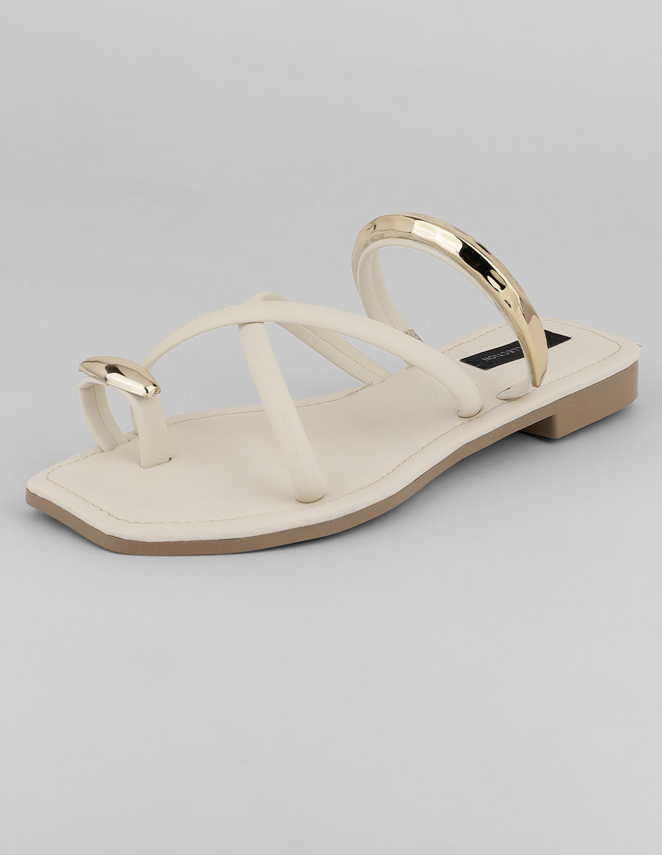 Sandalias de piso Alnia en Piel vegana – Latte