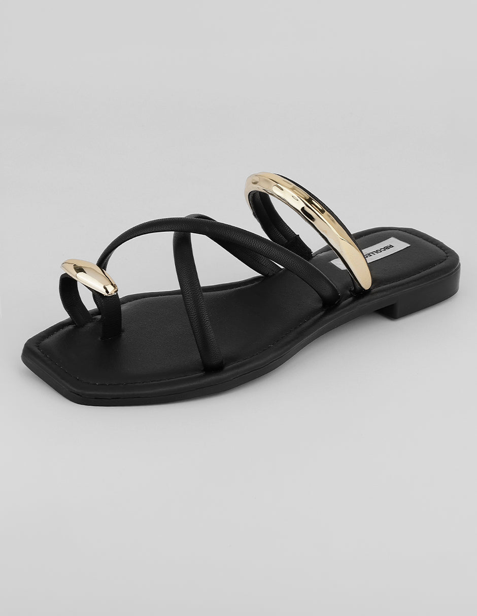 Sandalias de piso Alnia en Piel vegana – Negro