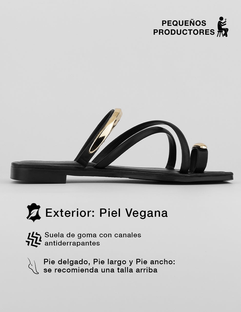 Sandalias de piso Alnia en Piel vegana – Negro