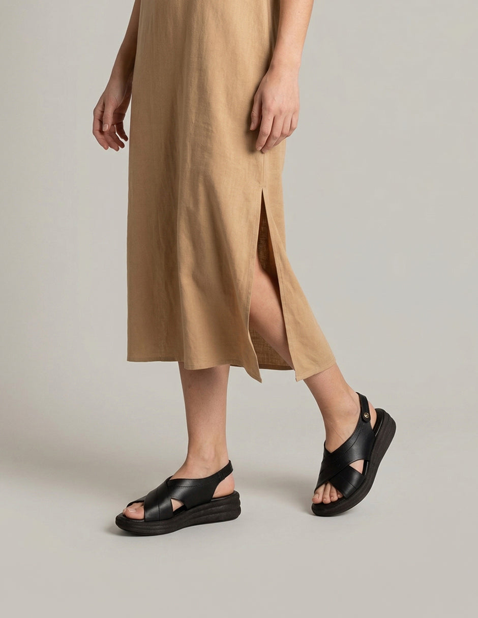 Sandalias con plataforma Hand made  en Piel  – Negro