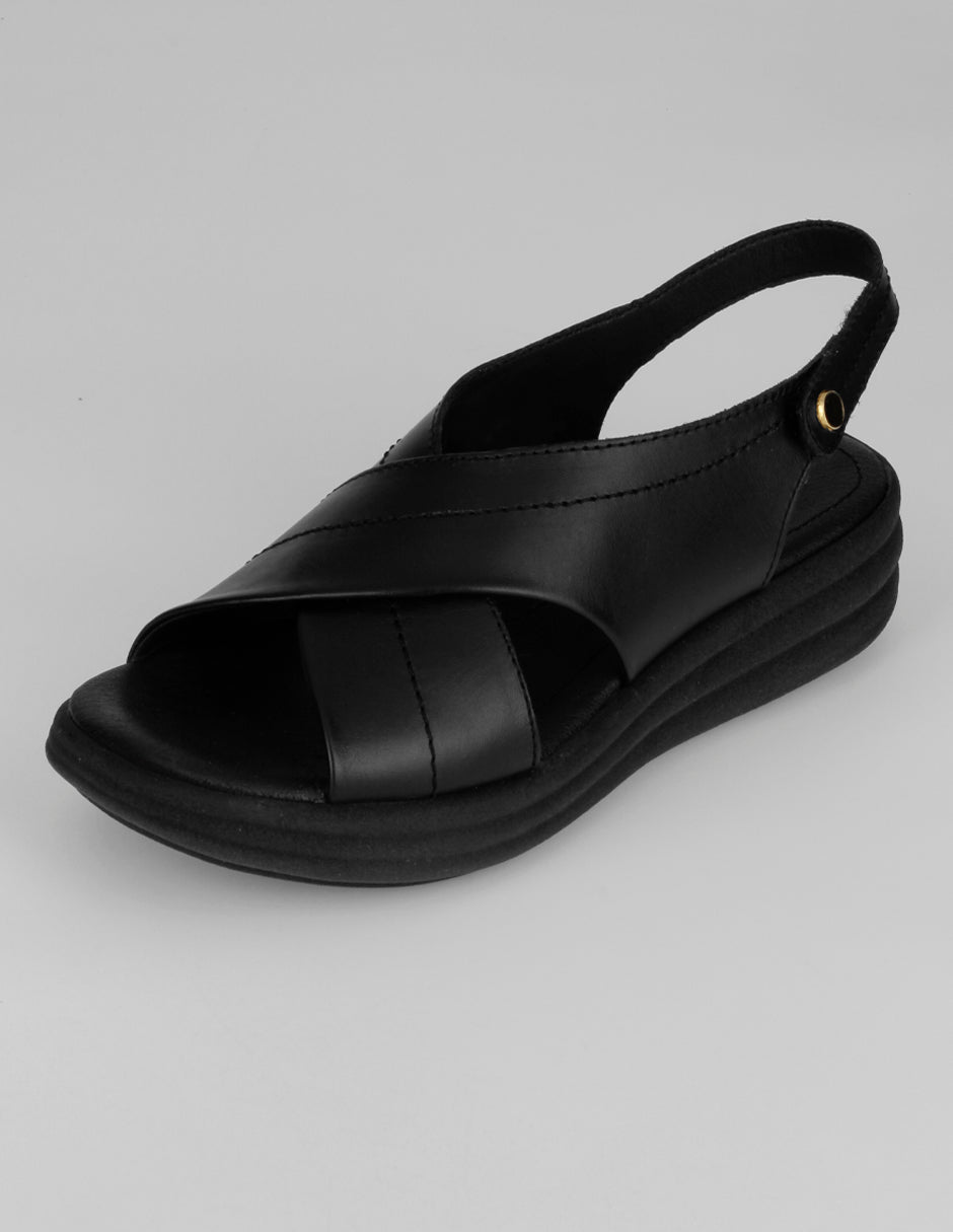 Sandalias con plataforma Hand made  en Piel  – Negro