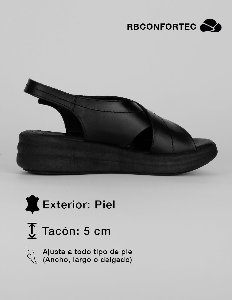 Sandalias con plataforma Hand made  en Piel  – Negro