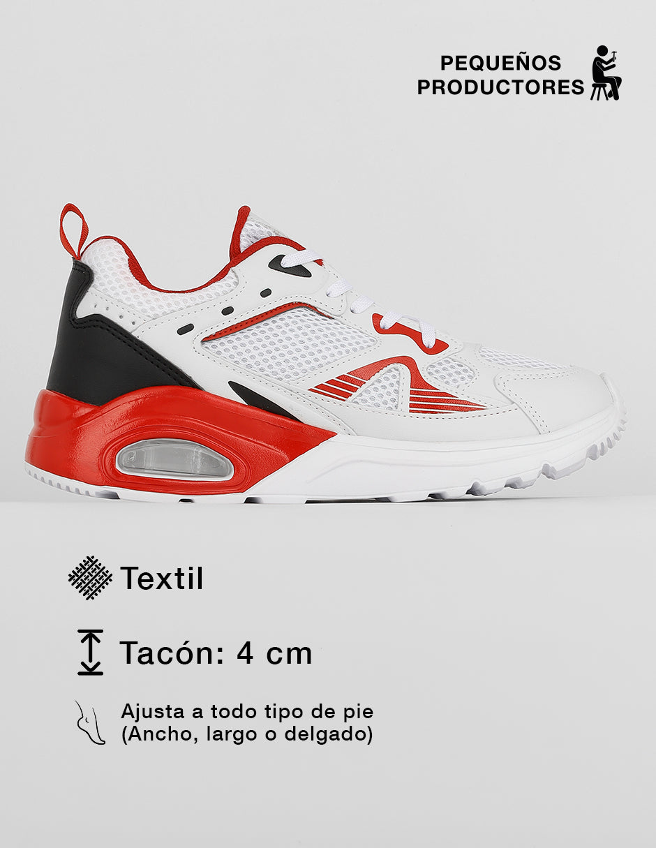 Tenis tipo deportivo  Agle en Textil – Blanco