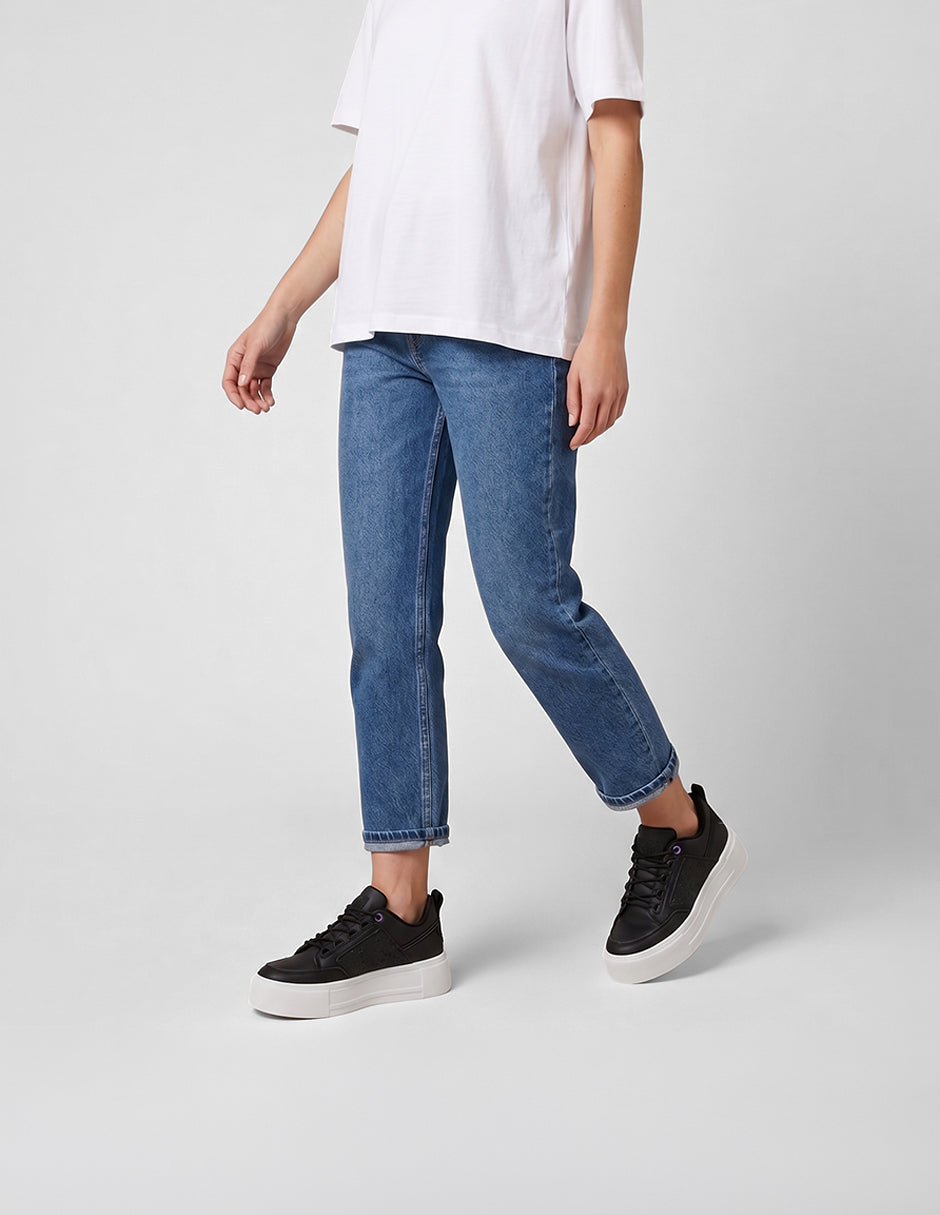 Tenis con cordones  Urban en Piel vegana – Negro