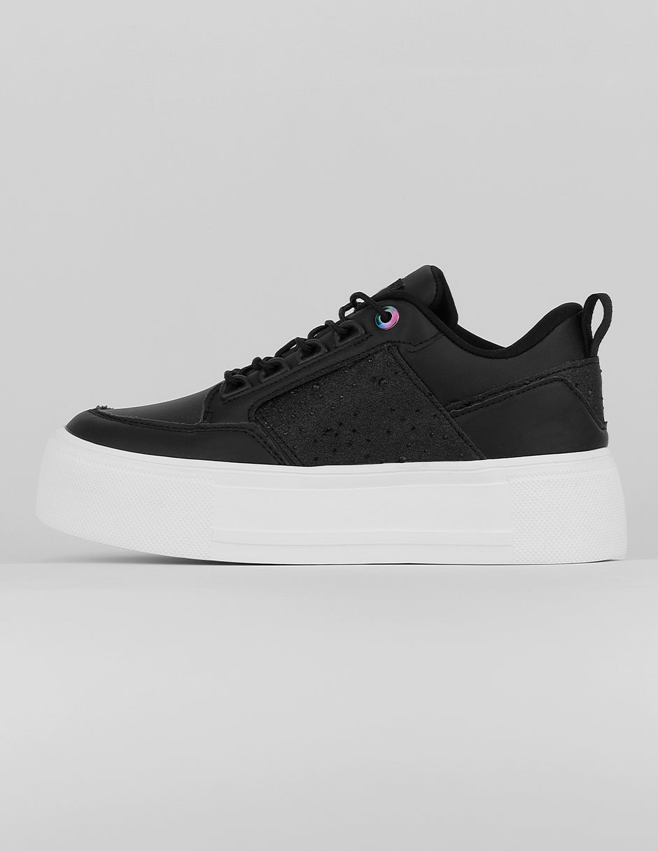 Tenis con cordones Exterior Piel vegana Color Negro Para Mujer De RBCOLLECTION