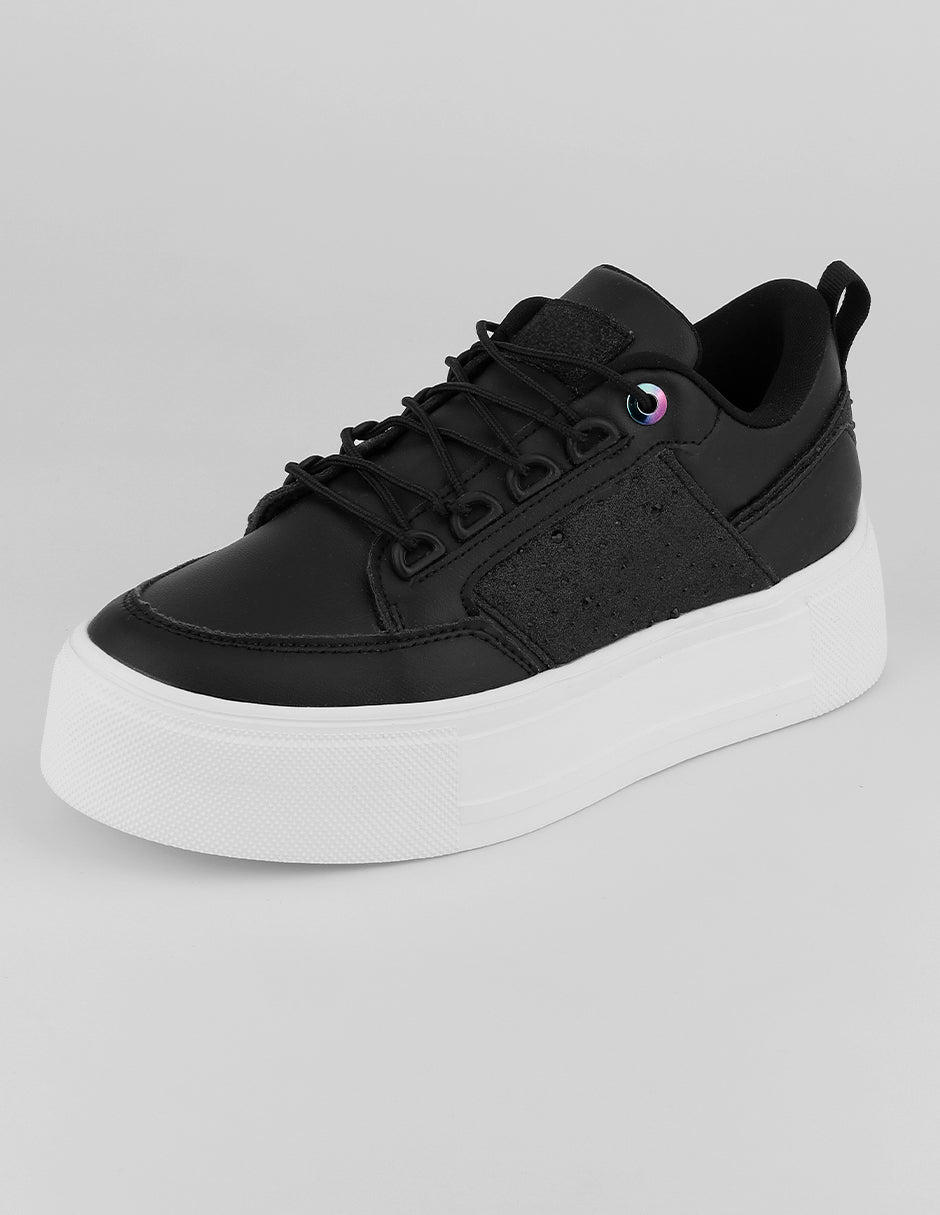 Tenis con cordones  Urban en Piel vegana – Negro
