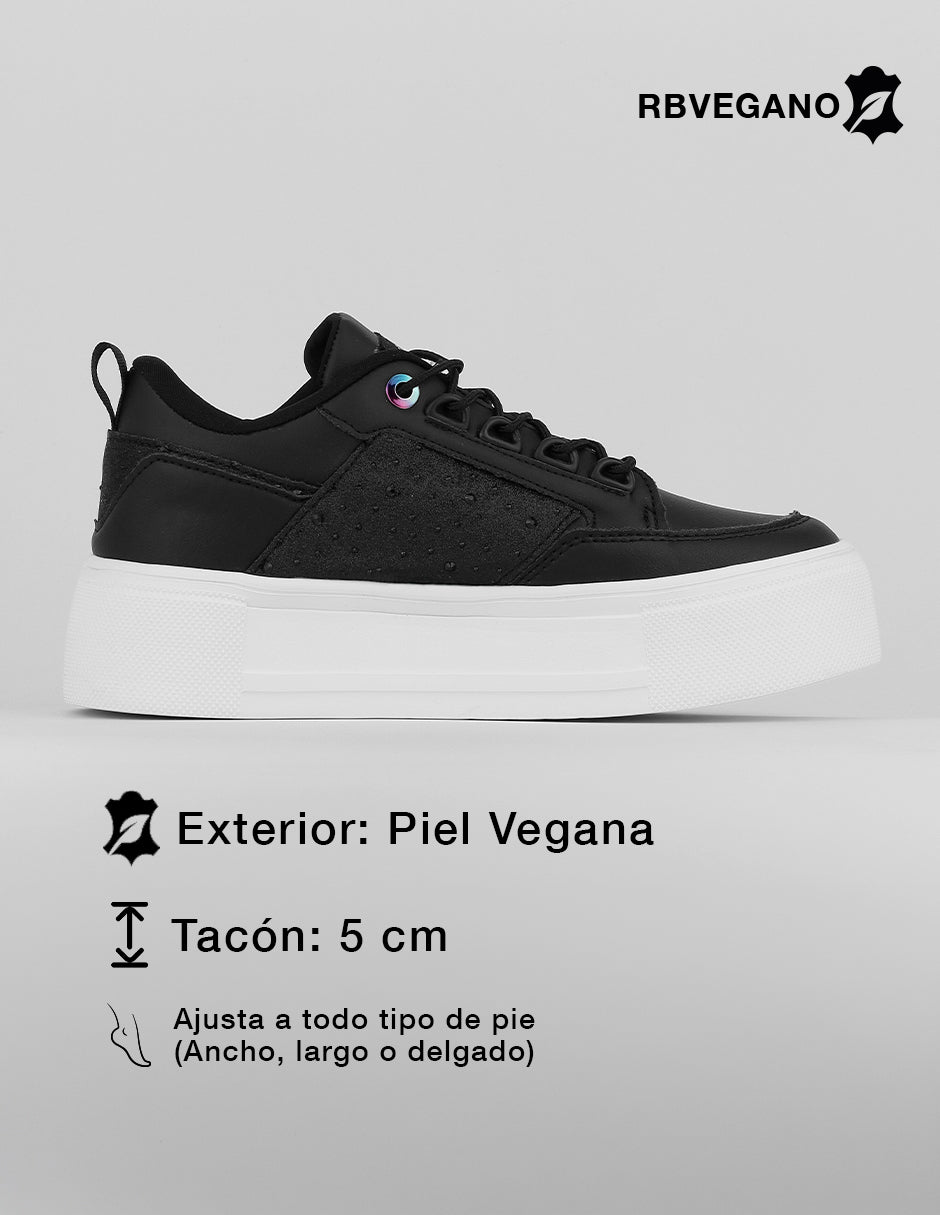 Tenis con cordones  Urban en Piel vegana – Negro