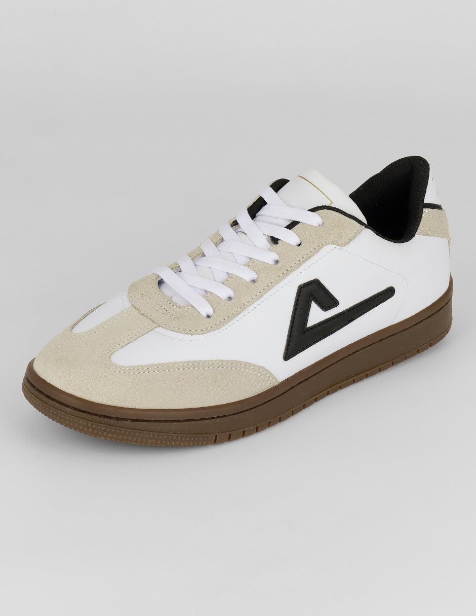 Tenis con cordones Sam en Piel vegana – Beige