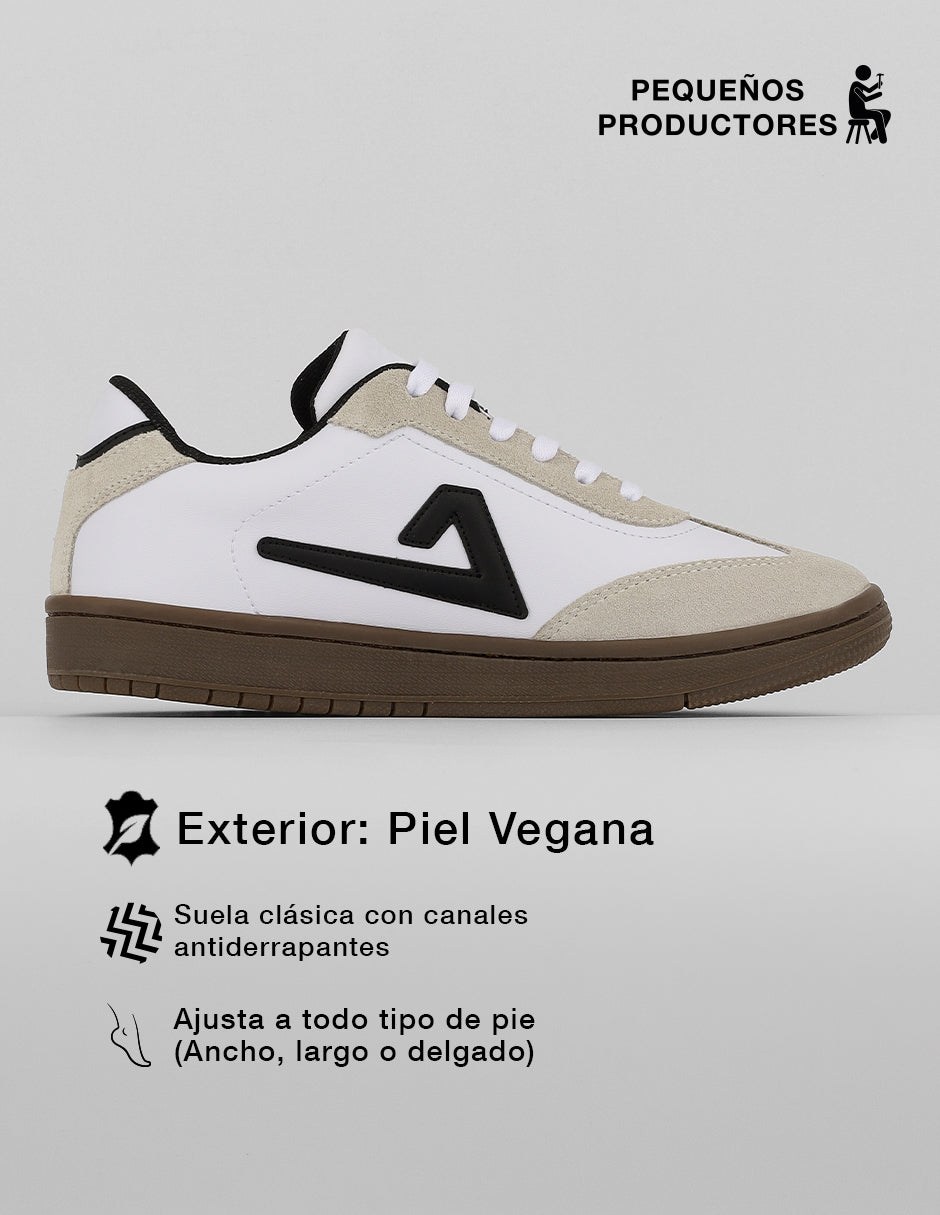 Tenis con cordones  Sam en Piel vegana – Blanco