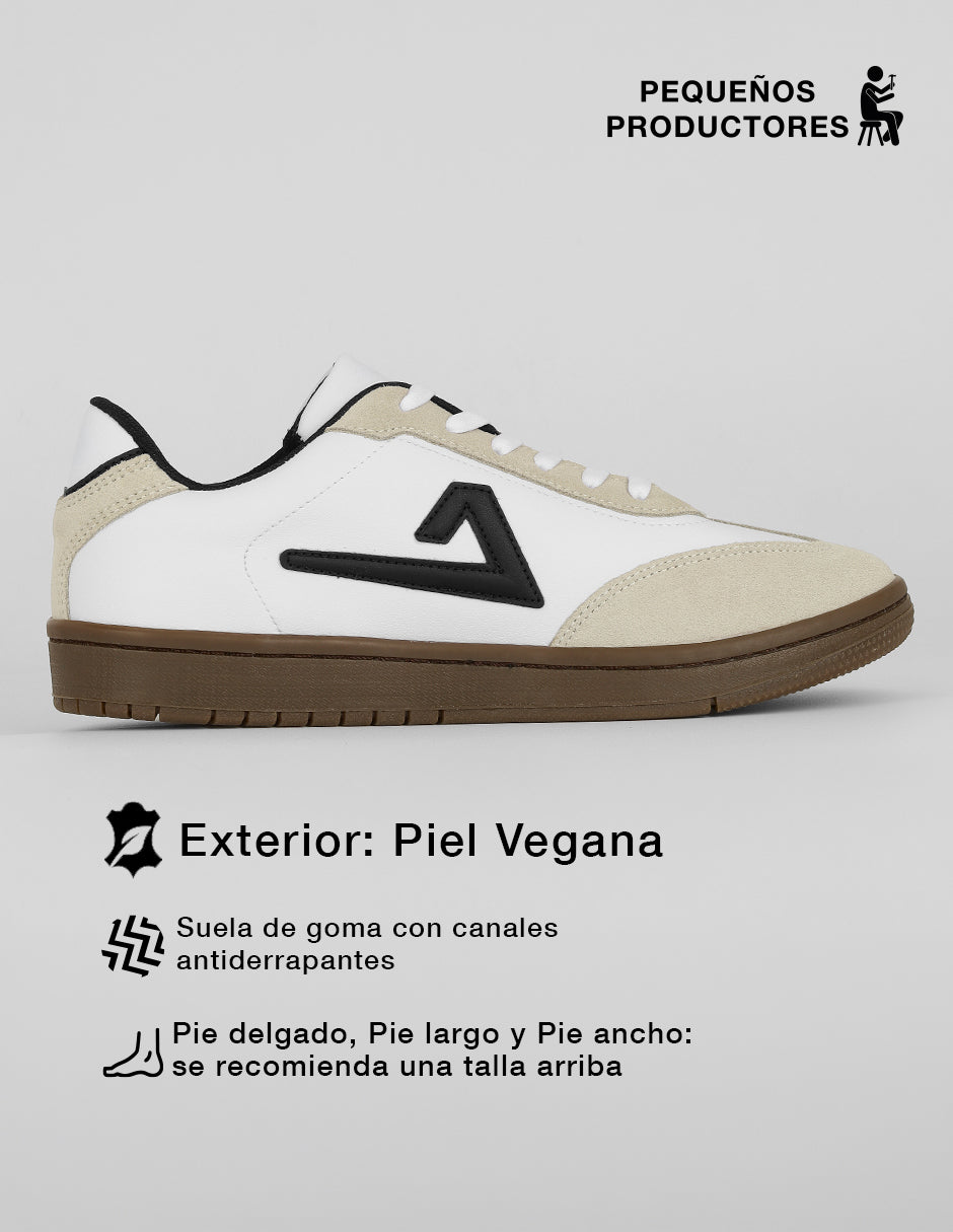 Tenis con cordones Sam en Piel vegana – Beige