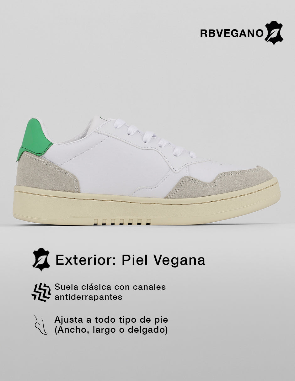 Tenis con cordones  Urban en Piel vegana – Blanco