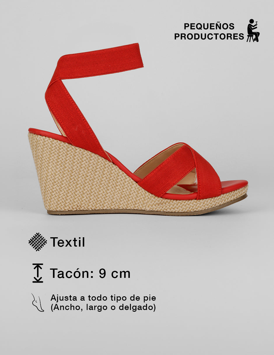 Sandalias con plataforma Naia en Textil – Rojo