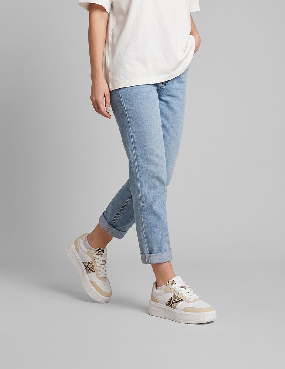 Tenis con cordones  Urban en Piel vegana – Blanco