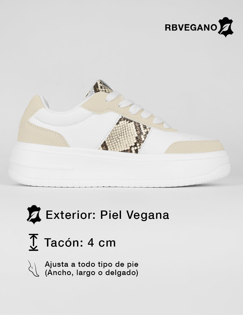 Tenis con cordones  Urban en Piel vegana – Blanco