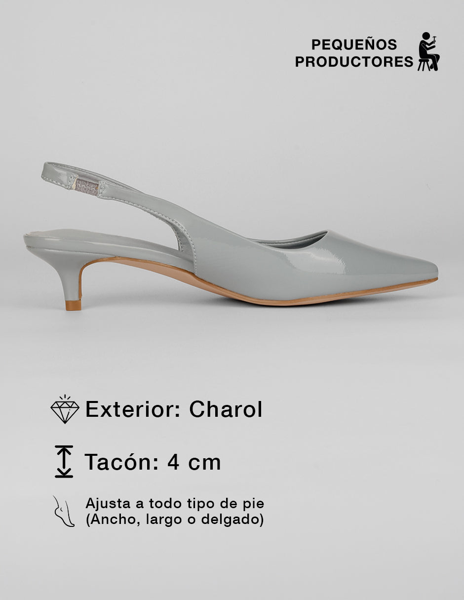 Zapatillas Slingback en Charol – Azul