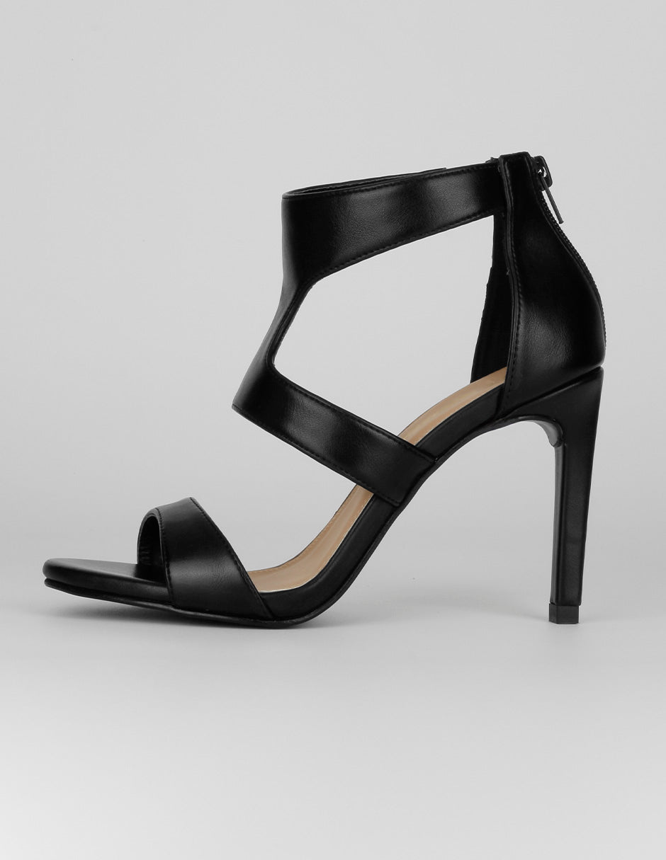 Sandalia con tacón Exterior Piel vegana Color Negro Para Mujer De RBCOLLECTION