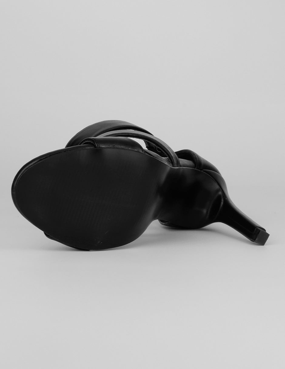 Sandalia con tacón Sylen en Piel vegana – Negro