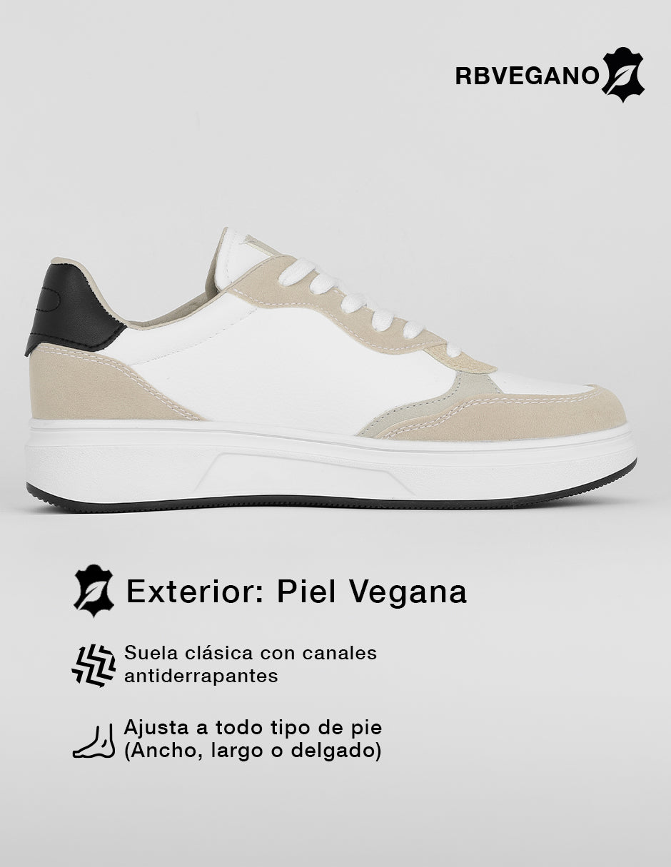 Tenis con cordones Urban en Piel vegana – Blanco