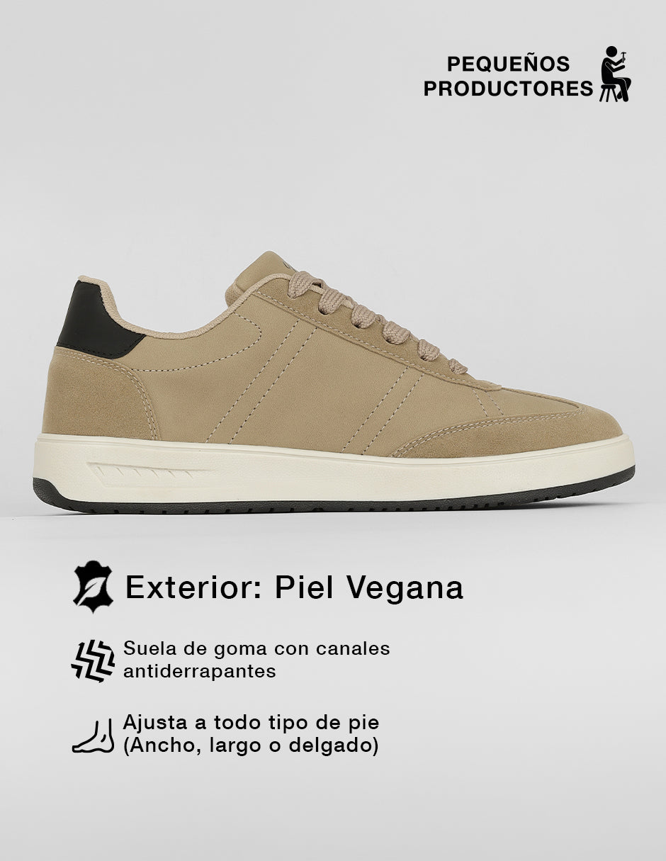 Tenis con cordones Sam en Piel vegana – Café