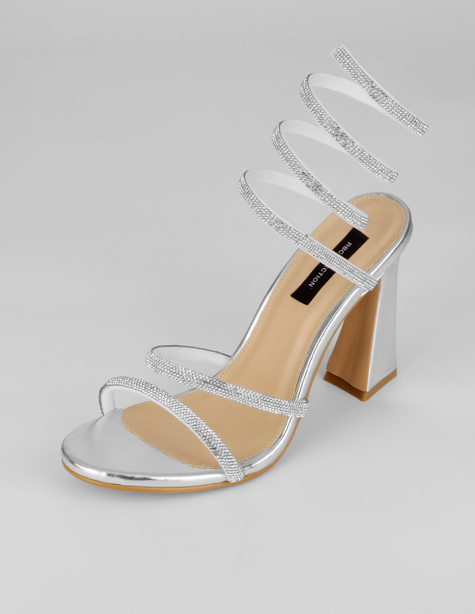 Sandalia con tacón Glowm en Sintético – Plata