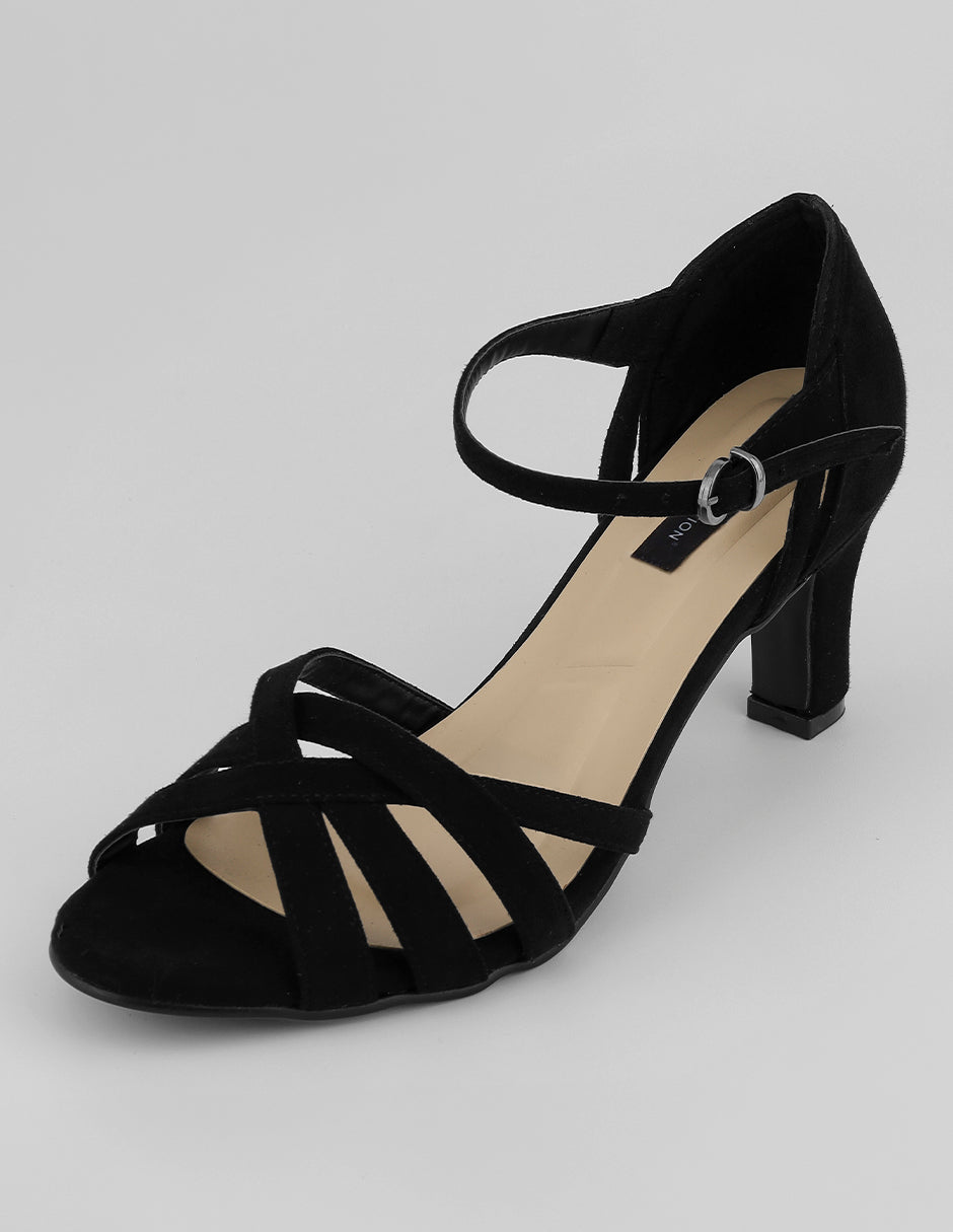 Sandalia con tacón Ave en Gamuza – Negro