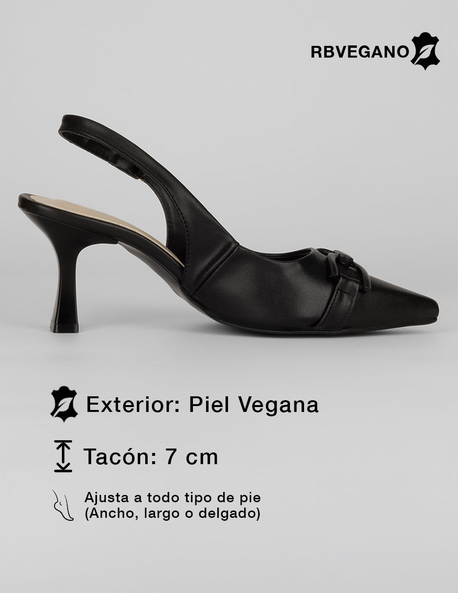 Zapatillas Slingback en Piel vegana – Negro