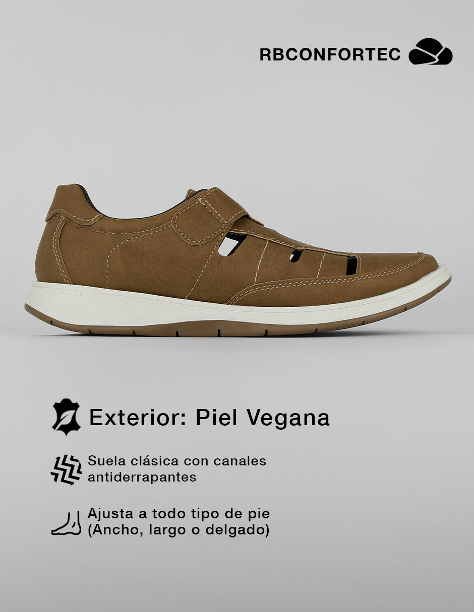 Sandalias casuales Trail en Piel vegana – Café