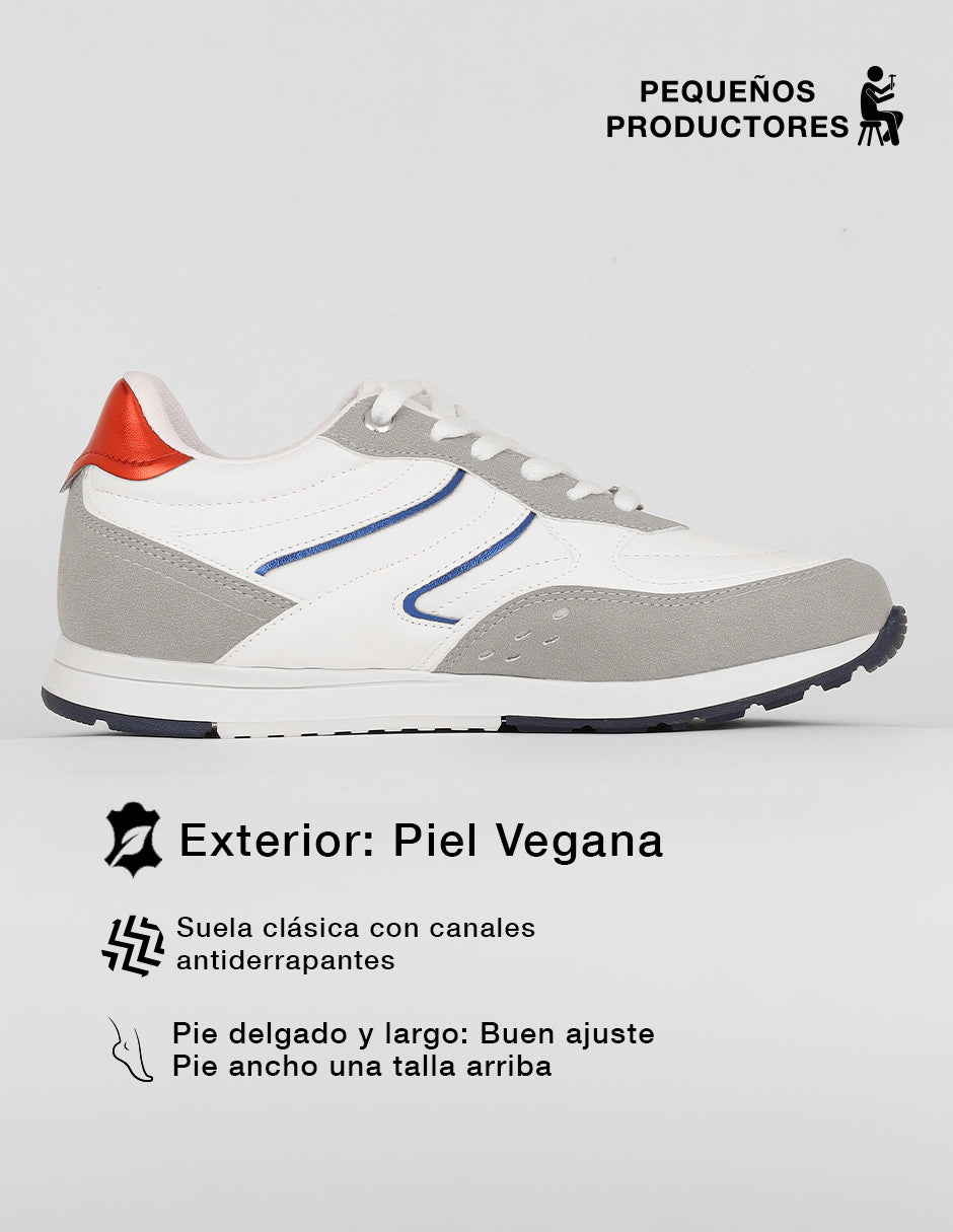 Tenis con cordones  Urban en Piel vegana – Blanco