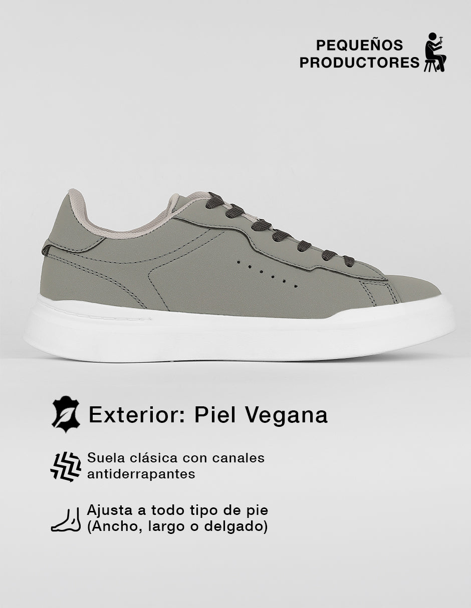 Tenis con cordones Urban en Piel vegana – Gris