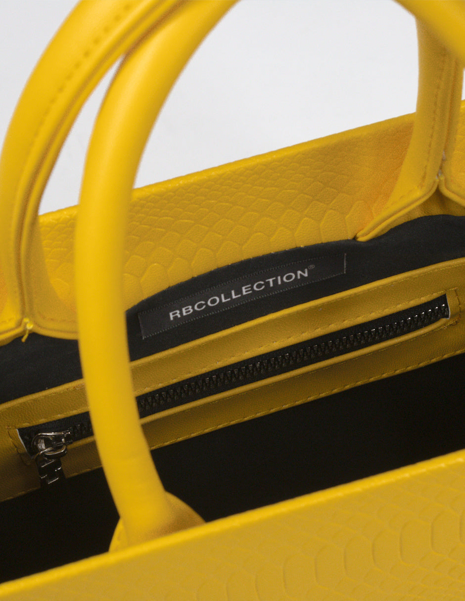 Bolsa Satchel en Piel vegana - Amarillo