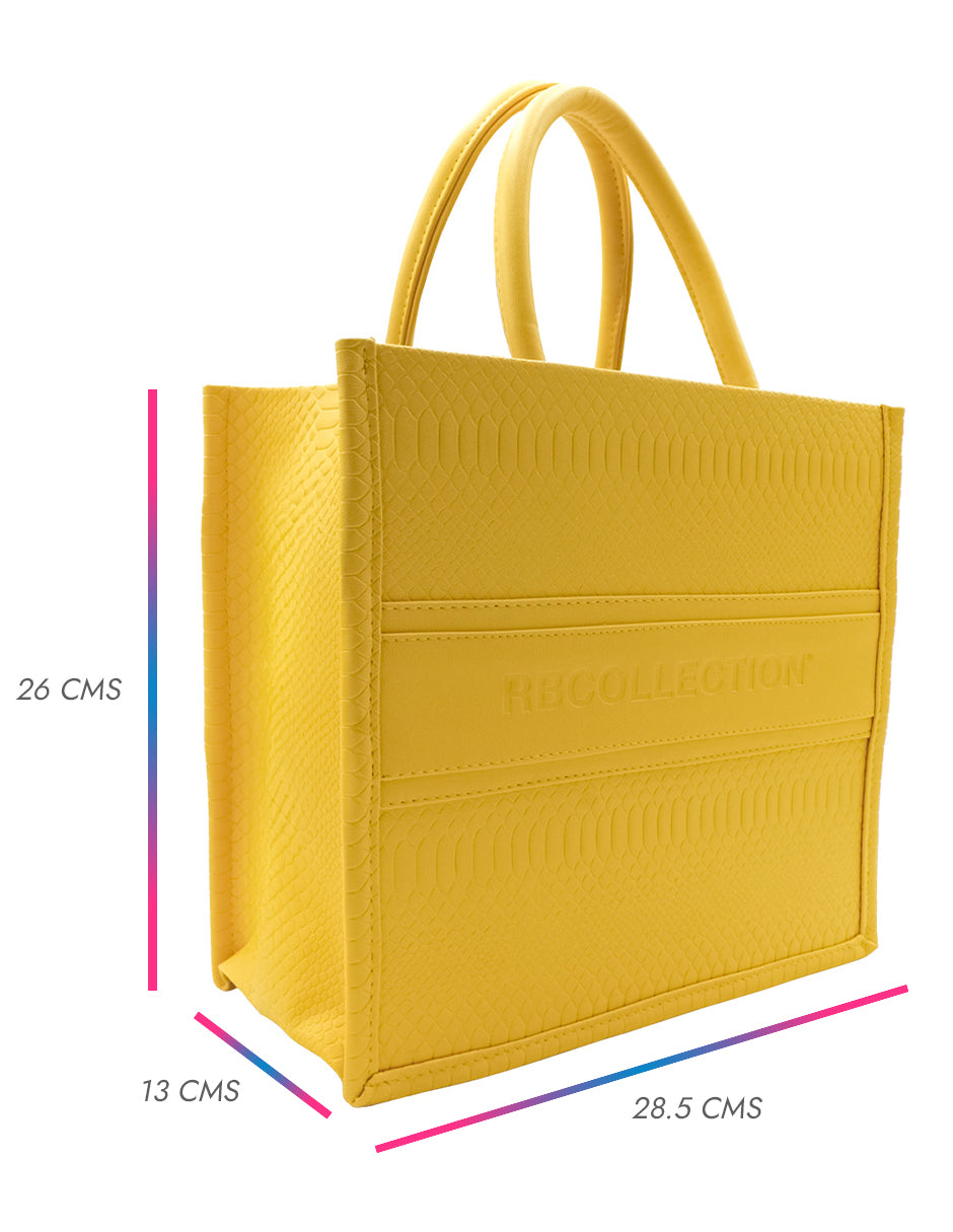 Bolsa Satchel en Piel vegana - Amarillo