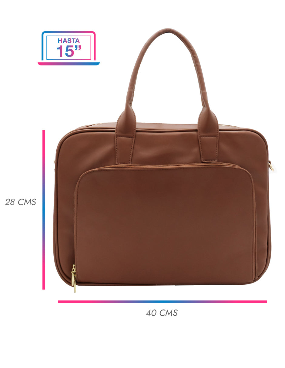 Bolsa Satchel en Piel vegana - Café