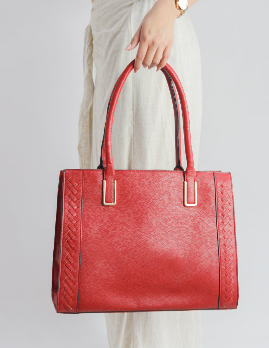 Bolsa Satchel Millá en Piel vegana Color Rojo