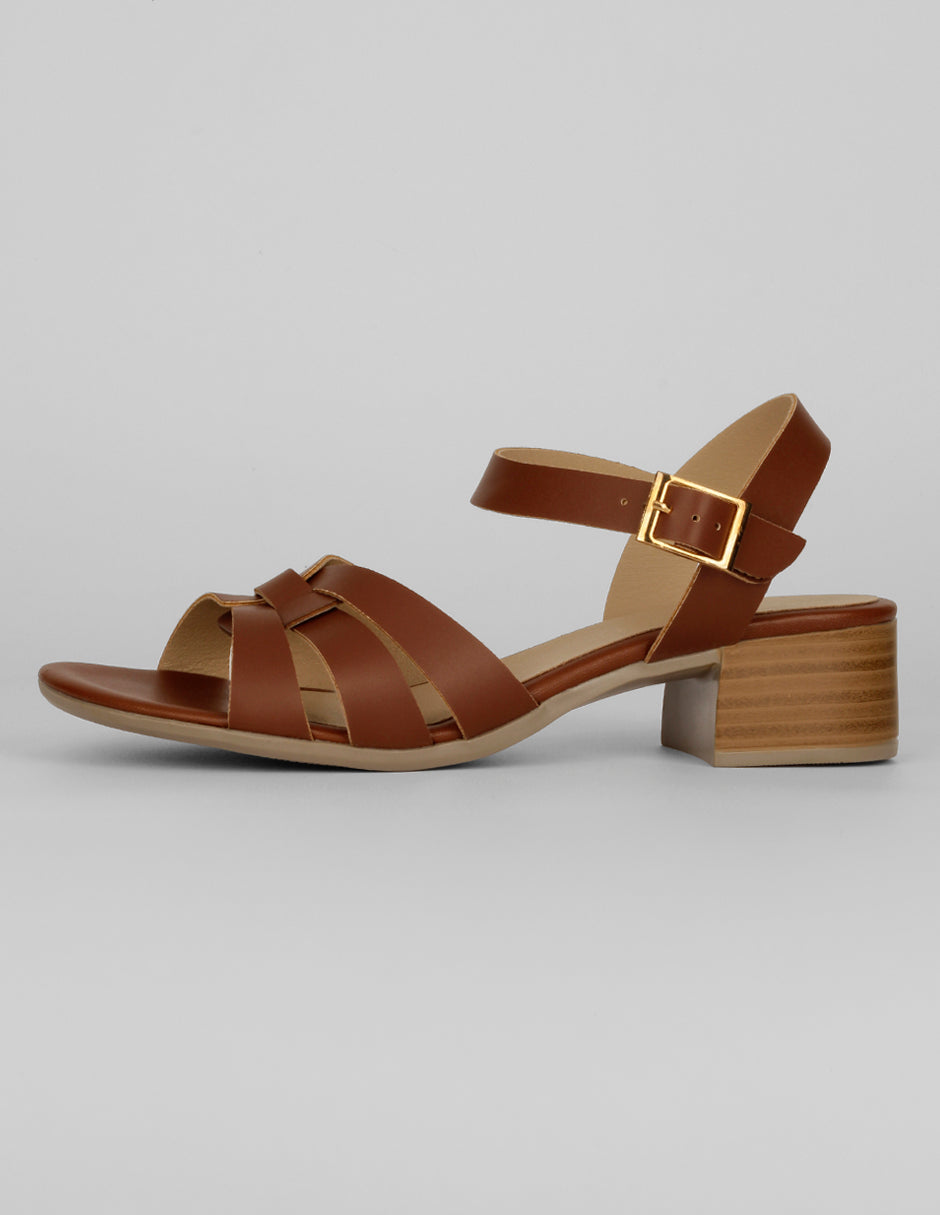 Sandalia con tacón Exterior Sintético Color Café Para Mujer De RBCOLLECTION