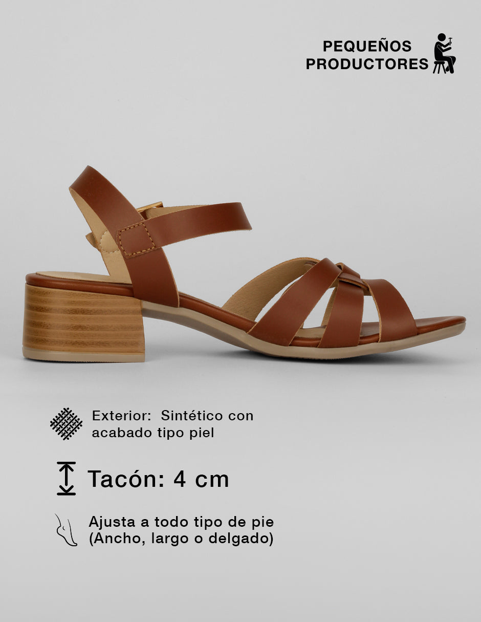 Sandalia con tacón Ave en Sintético – Café